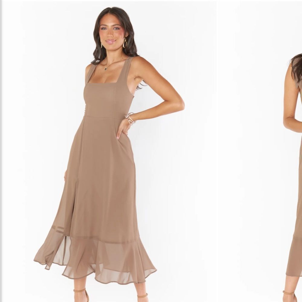 NWT Show Me Your MuMu Claire Dune Chiffon Midi Dress - Picture 5 of 12